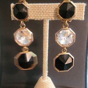 Sophisticated Black and Gold Geometric Earrings